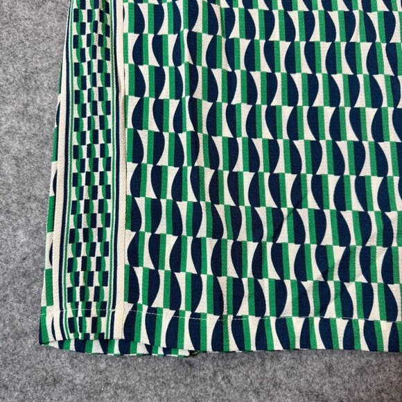 Max Studio Pants Womens Medium Green Geometric Bubble Crepe Side Border Mid Rise - Picture 3 of 9